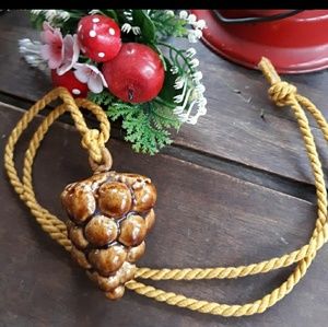 Vintage 70's Ceramic Glazed Grape Cluster Pendant
